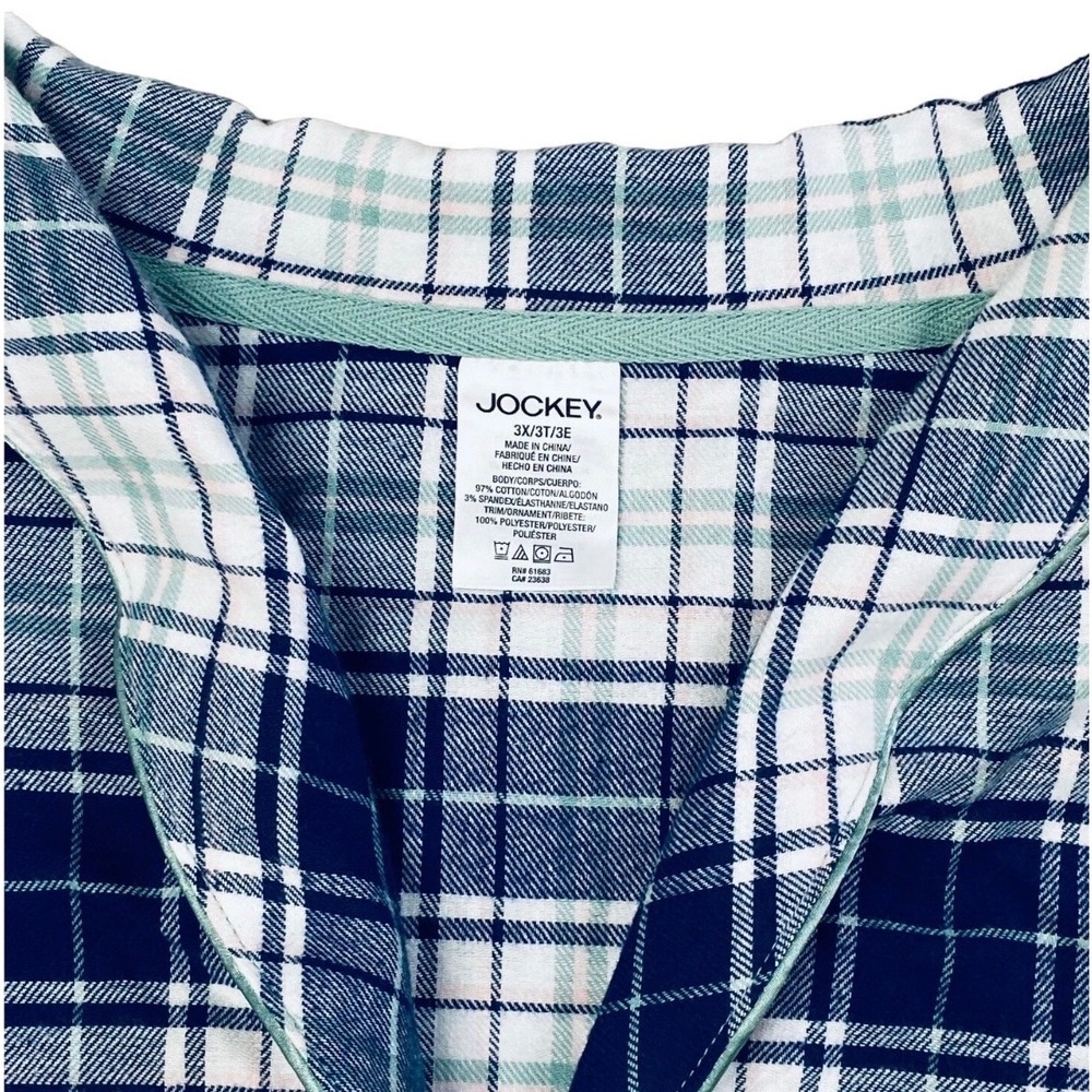 Jockey Pajama Top Womens 3X Winter Dawn Long Sleeve Button Down Soft Flannel Top - Picture 3 of 9